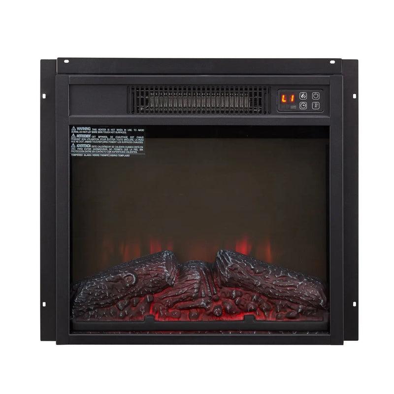 18" Black Metal Electric Fireplace Homeroots Home Decor