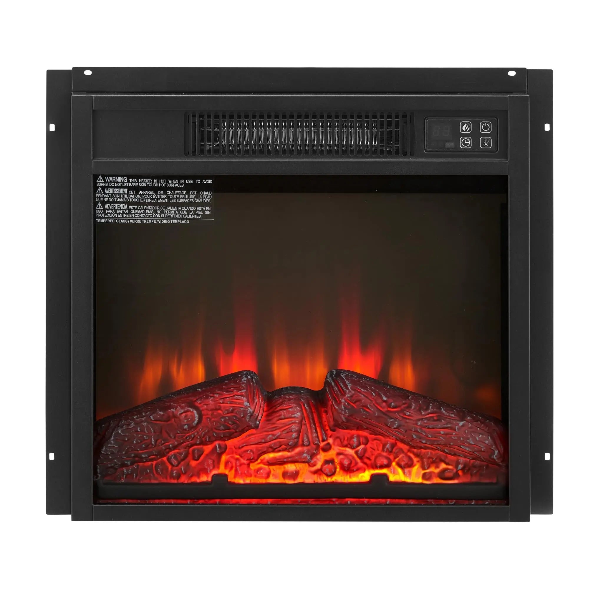 18" Black Metal Electric Fireplace Homeroots Home Decor