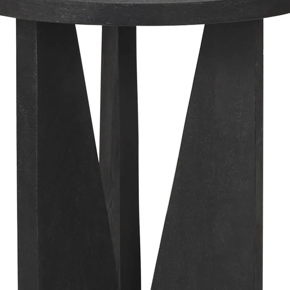 18" Black Solid Wood and Wood Tray Table Homeroots Living Room