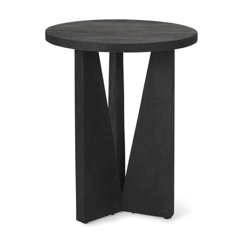 18" Black Solid Wood and Wood Tray Table Homeroots Living Room