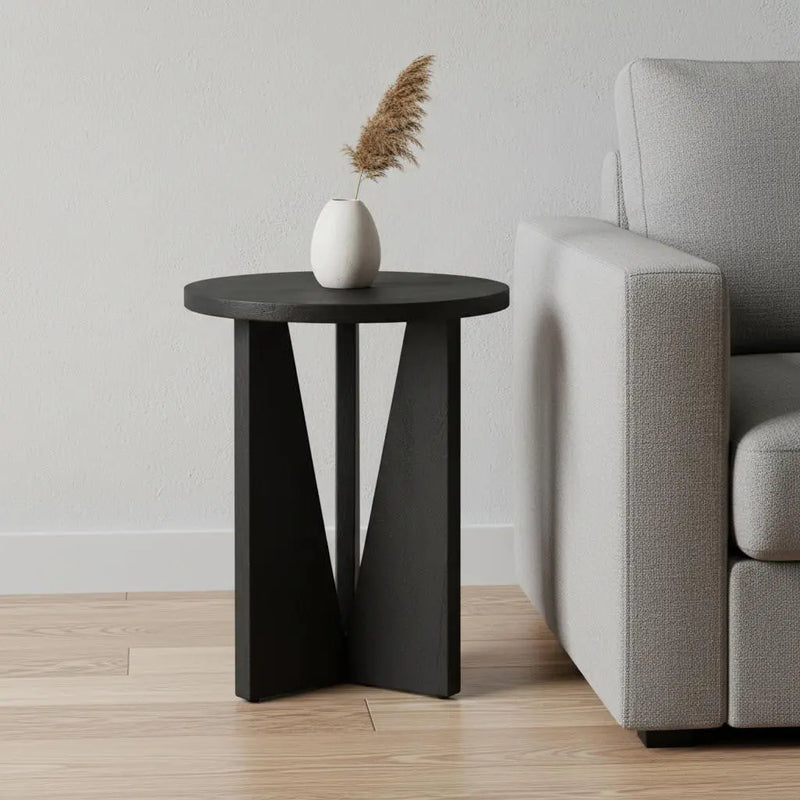 18" Black Solid Wood and Wood Tray Table Homeroots Living Room