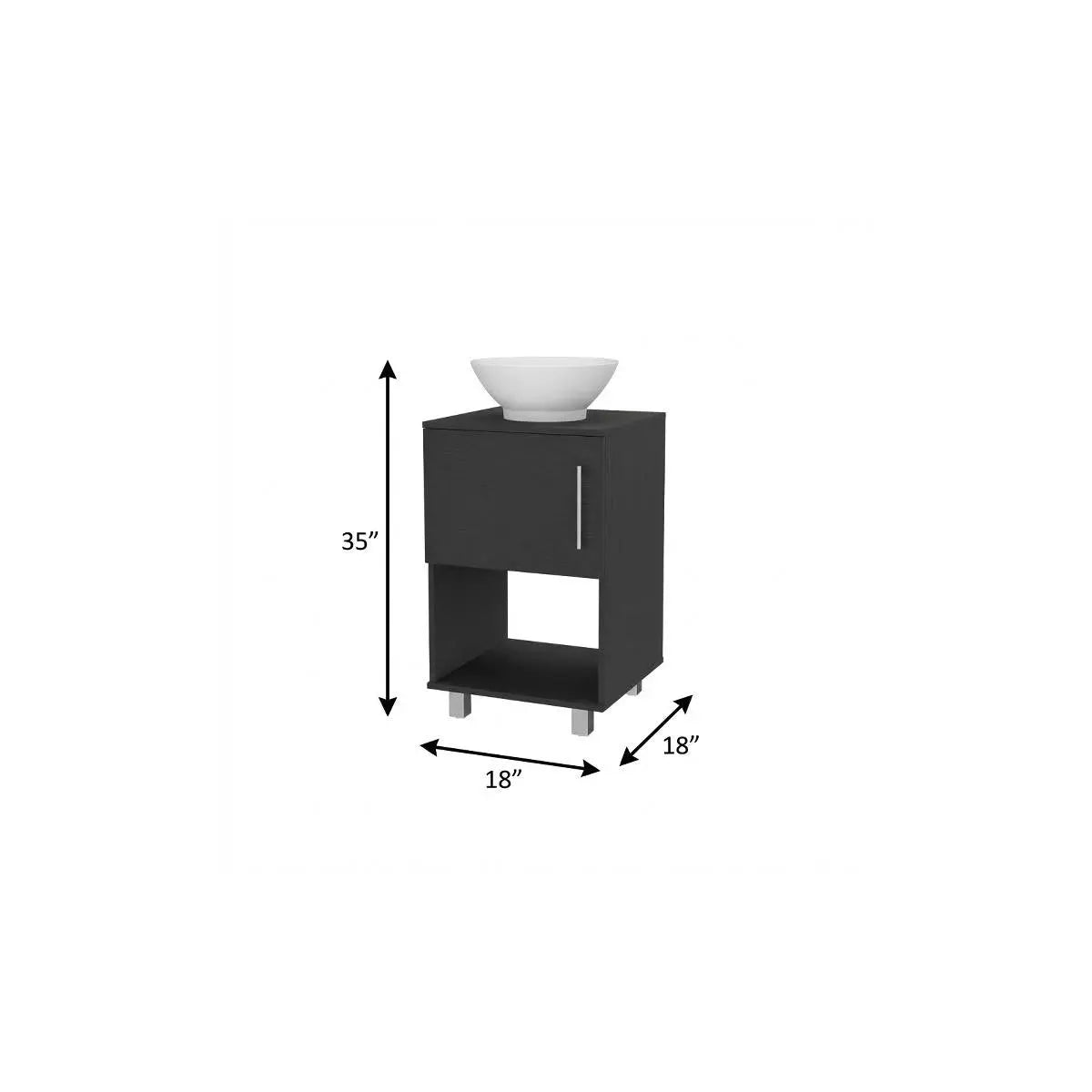 18" Black Wood Freestanding Single Door Bathroom Vanity With White Sink Homeroots Bed & Bath