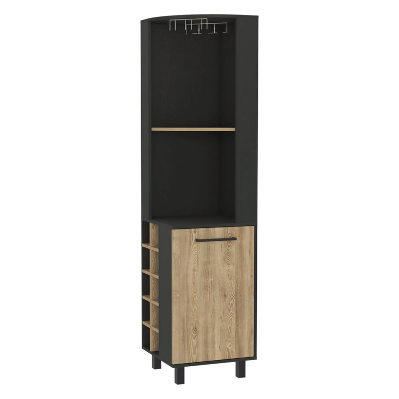 18" Black and Natural Wood Corner Bar Cabinet With Single Door Homeroots Kitchen & Dining