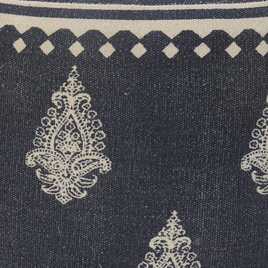 18" Blue Cotton Cylinder Paisley Pouf Ottoman Homeroots Living Room