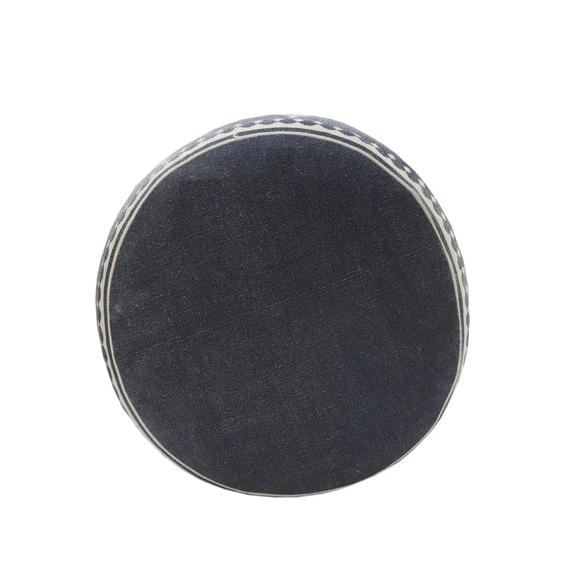 18" Blue Cotton Cylinder Paisley Pouf Ottoman Homeroots Living Room