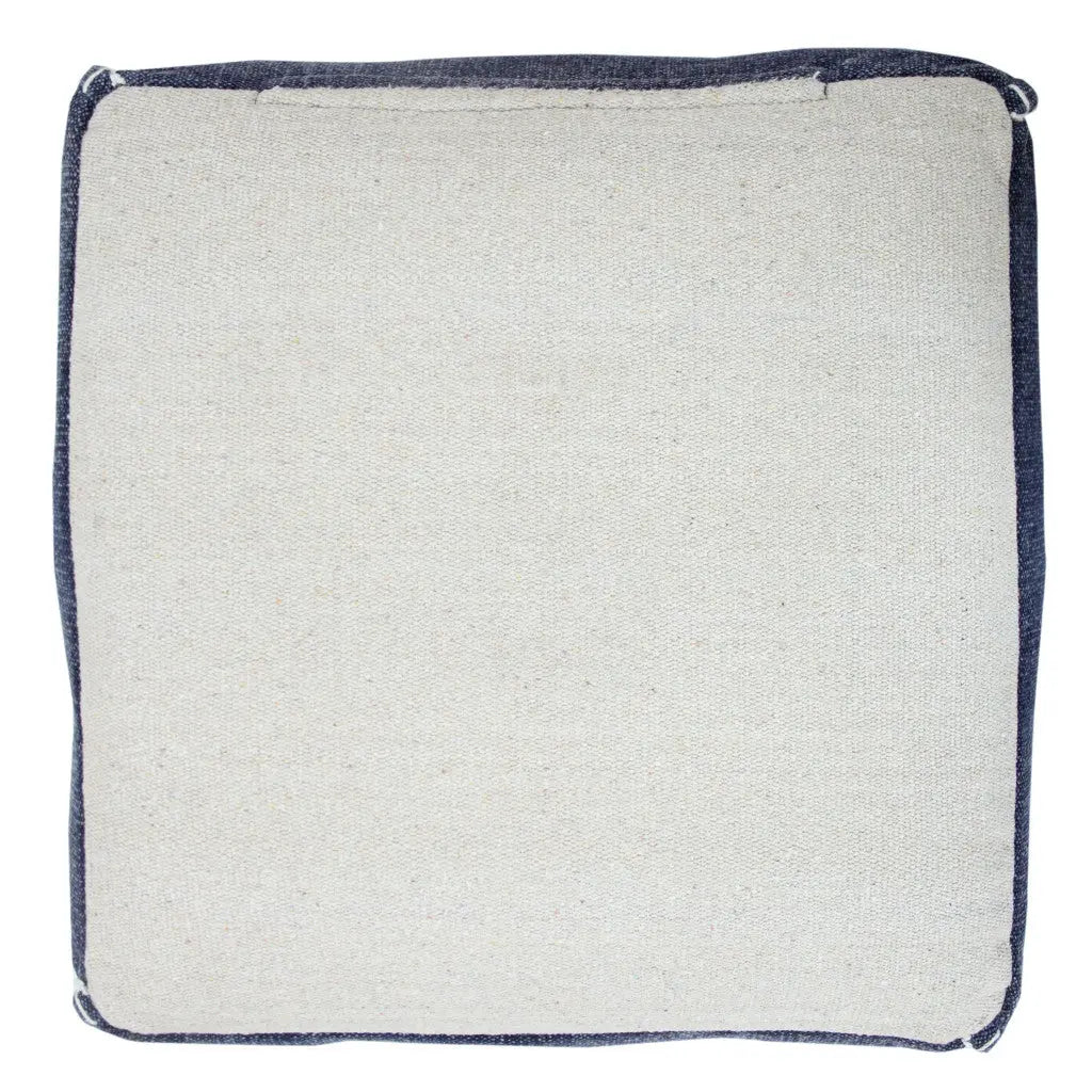 18" Blue Cotton Geometric Pouf Ottoman Homeroots Living Room