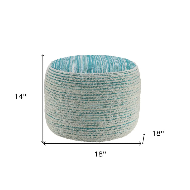 18" Blue Fabric Cylinder Striped Pouf Ottoman Homeroots Living Room
