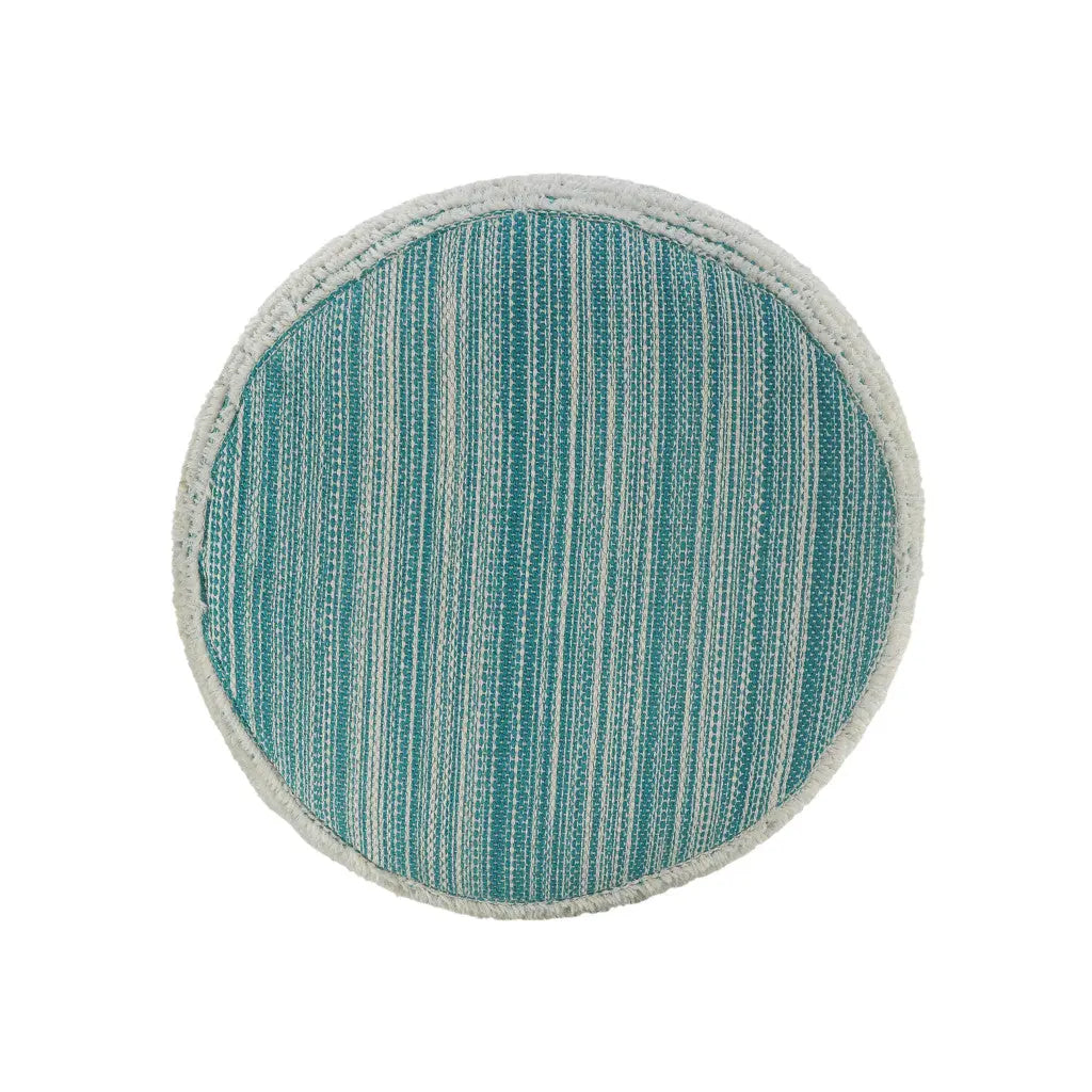 18" Blue Fabric Cylinder Striped Pouf Ottoman Homeroots Living Room