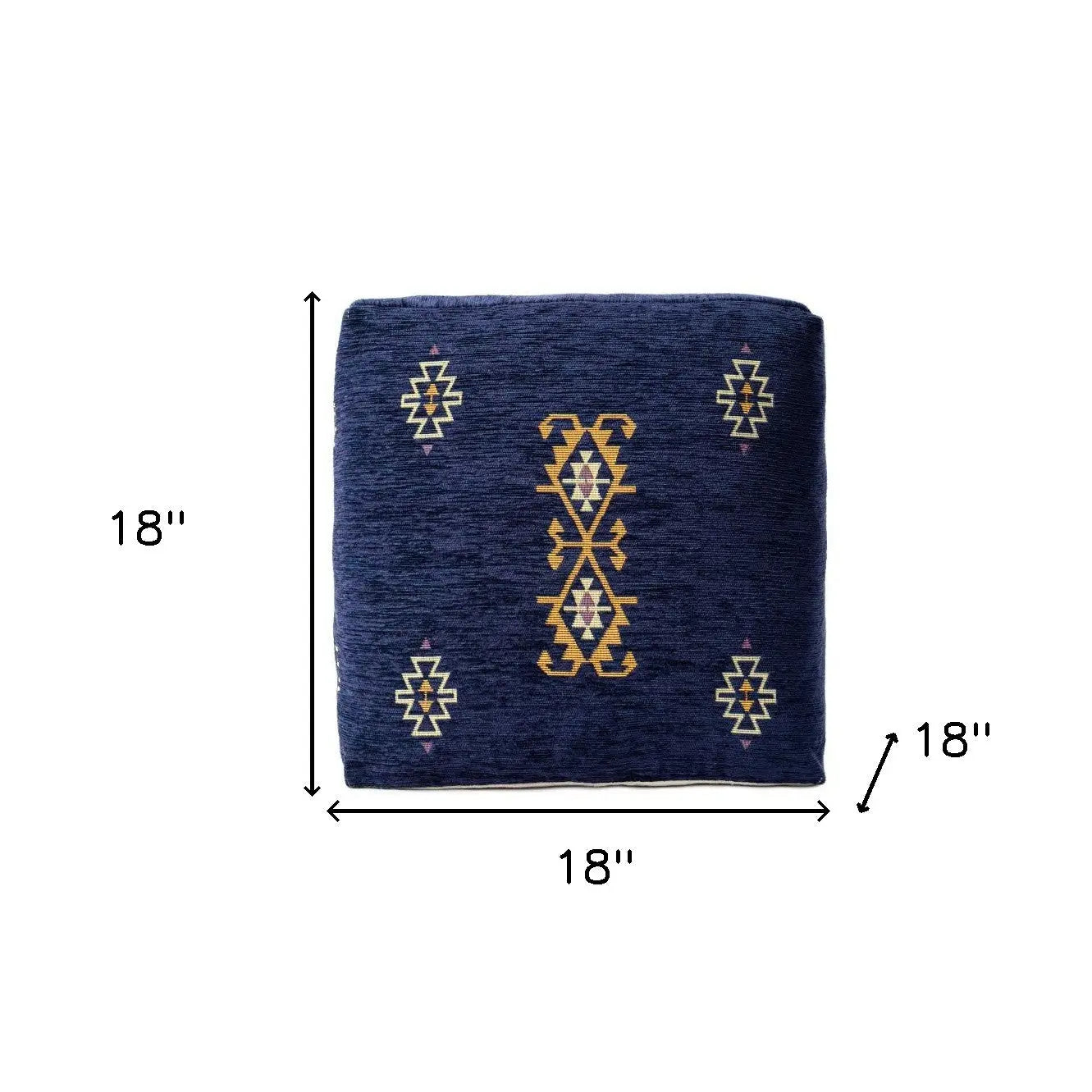 18" Blue Medallion Pouf Ottoman Homeroots Living Room
