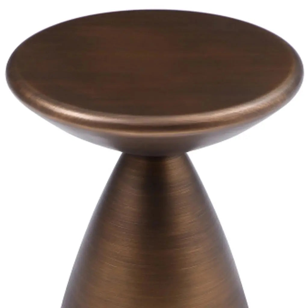 18" Bronze Steel Cinched High Waist Round Pedestal End Table Homeroots Living Room