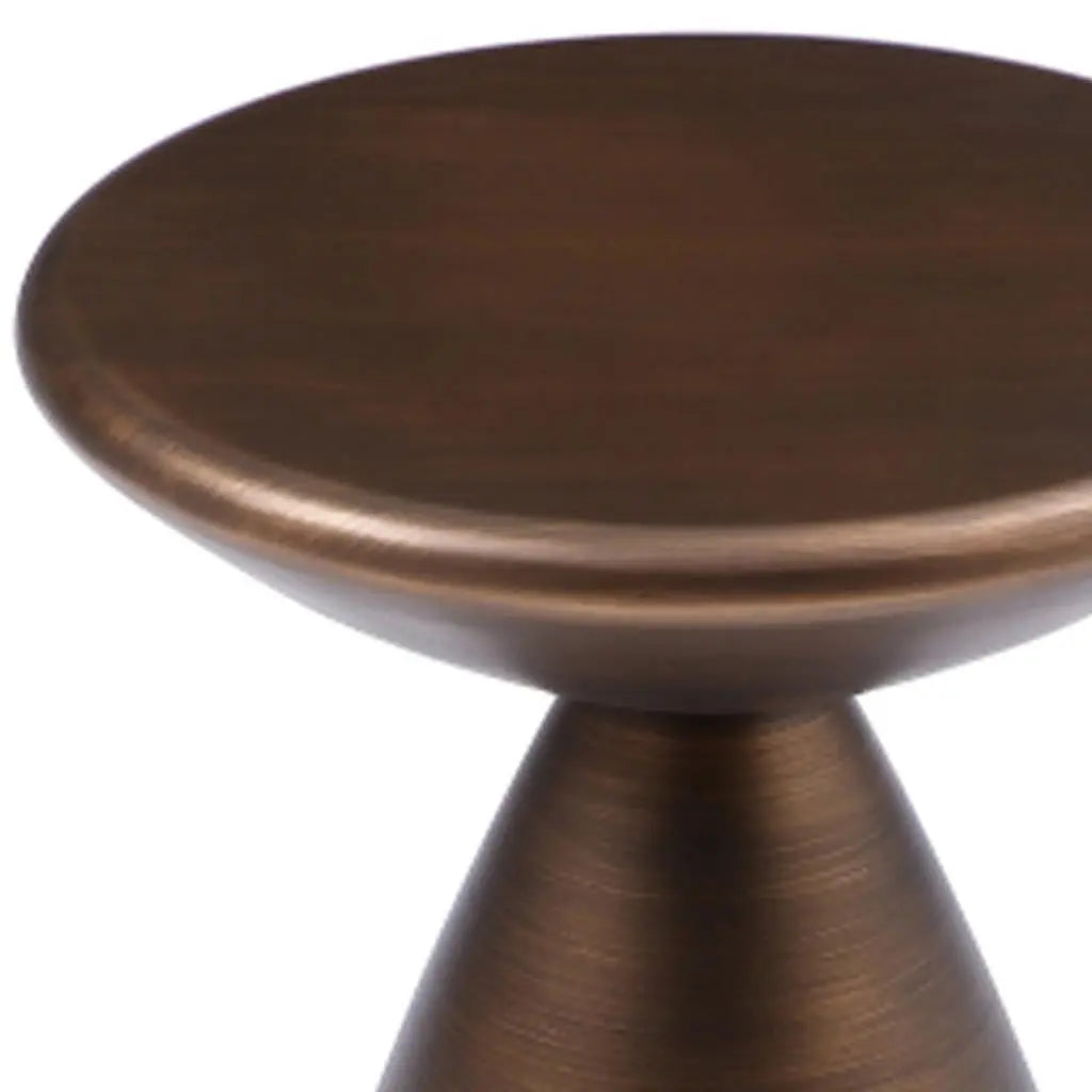 18" Bronze Steel Cinched High Waist Round Pedestal End Table Homeroots Living Room