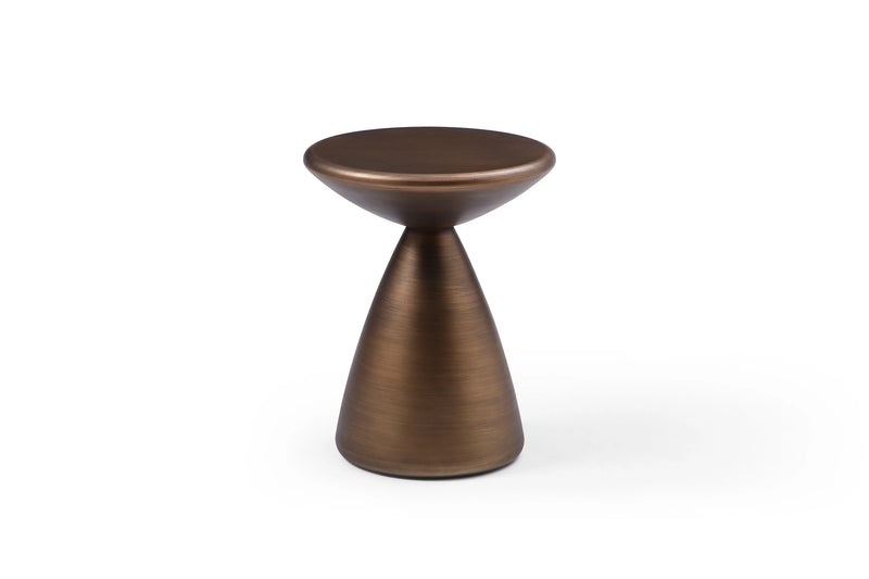 18" Bronze Steel Cinched High Waist Round Pedestal End Table Homeroots Living Room
