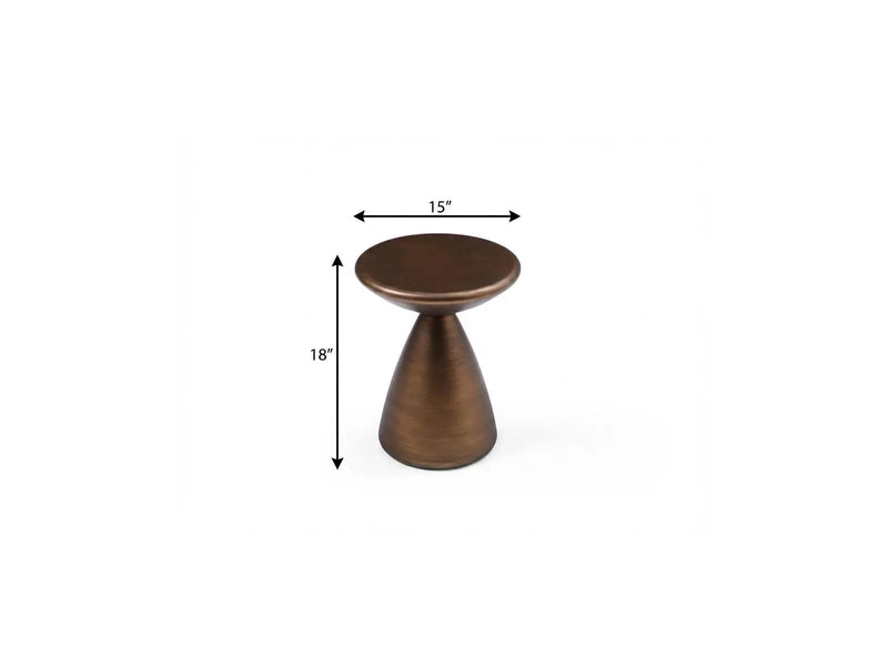 18" Bronze Steel Cinched High Waist Round Pedestal End Table Homeroots Living Room