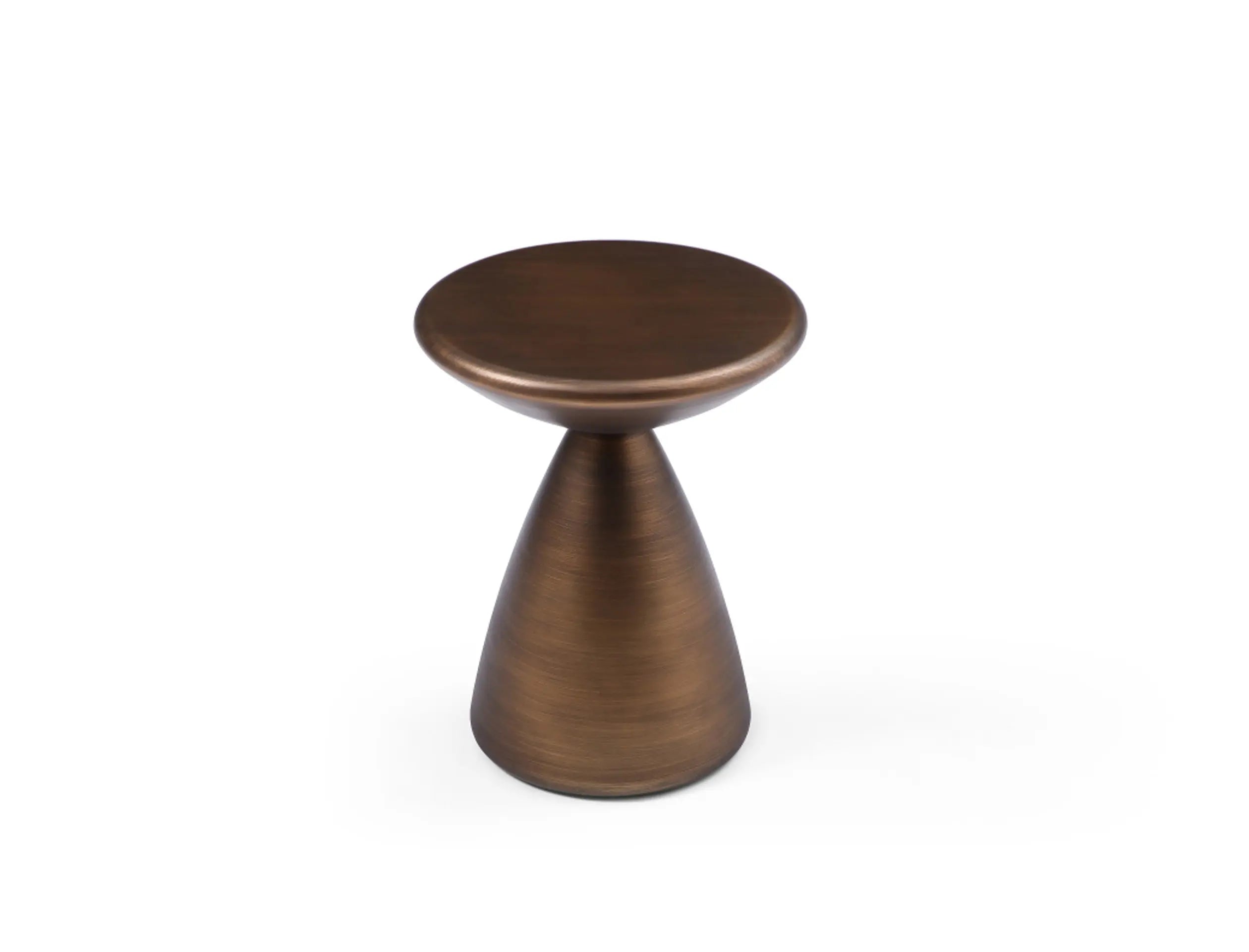 18" Bronze Steel Cinched High Waist Round Pedestal End Table Homeroots Living Room