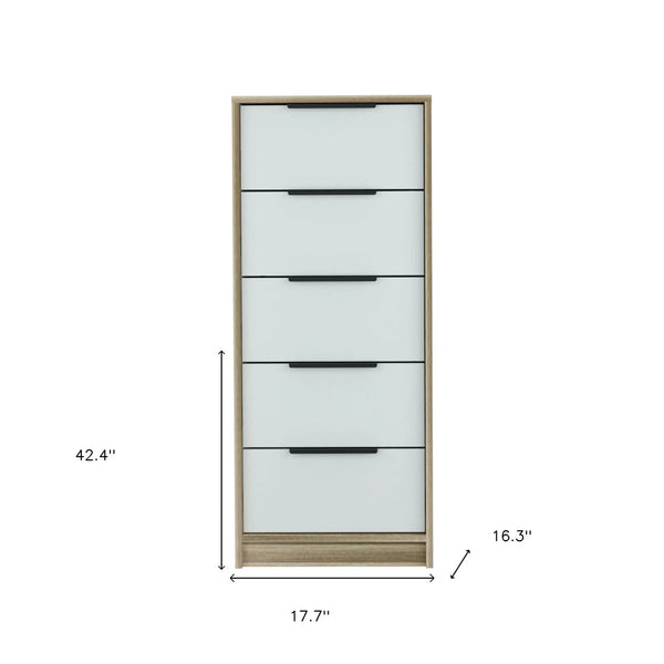 18" Brown And White Five Drawer Chest - GreatEagleInc