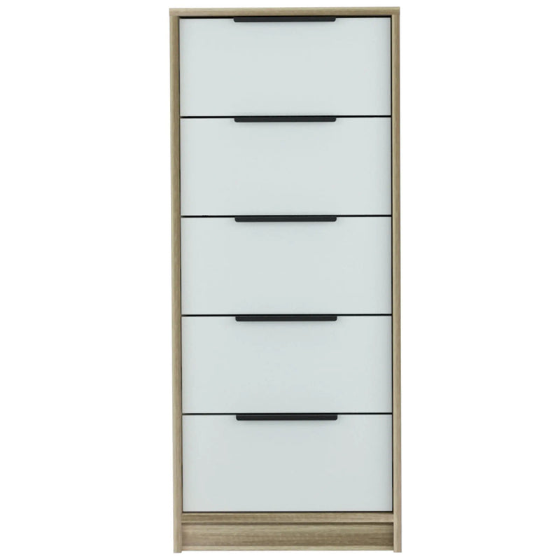 18" Brown And White Five Drawer Chest - GreatEagleInc