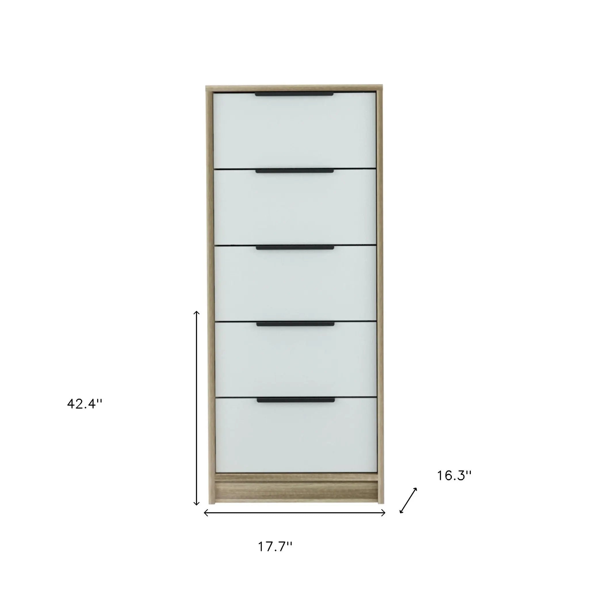 18" Brown And White Five Drawer Chest Homeroots Kitchen & Dining