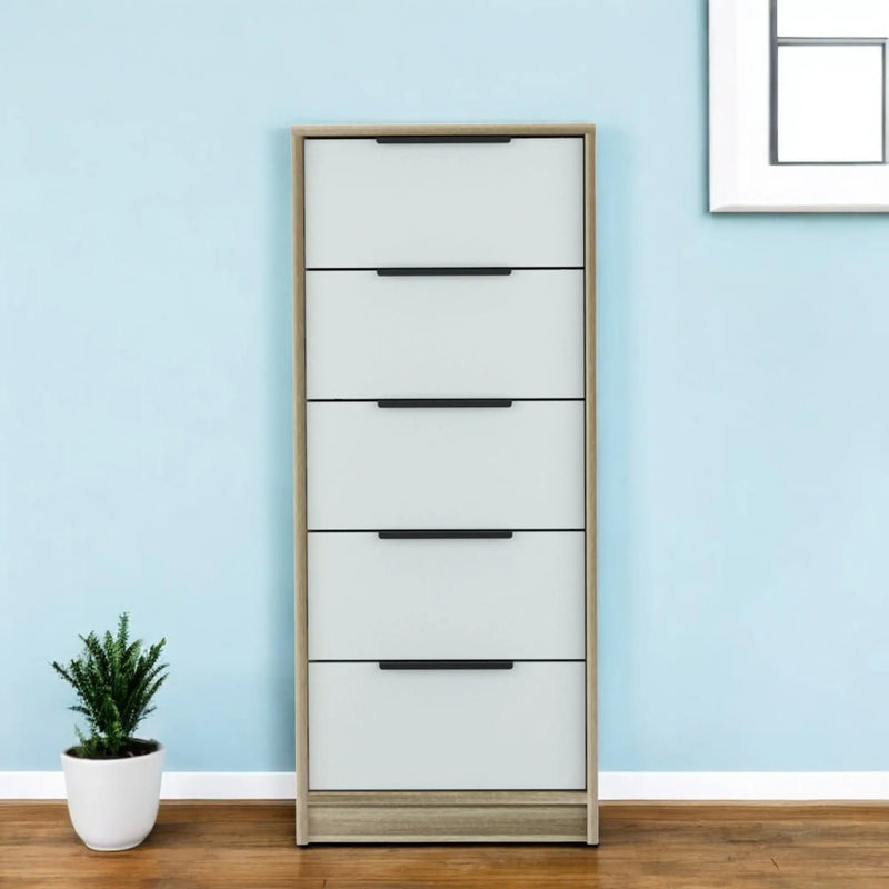 18" Brown And White Five Drawer Chest Homeroots Kitchen & Dining