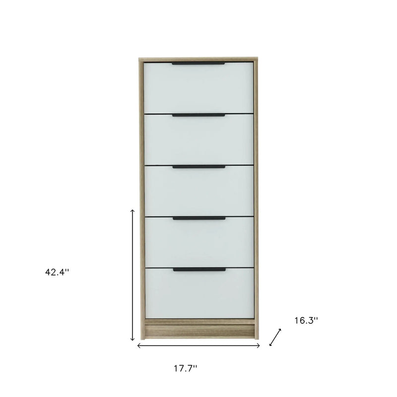 18" Brown And White Five Drawer Chest Homeroots Kitchen & Dining