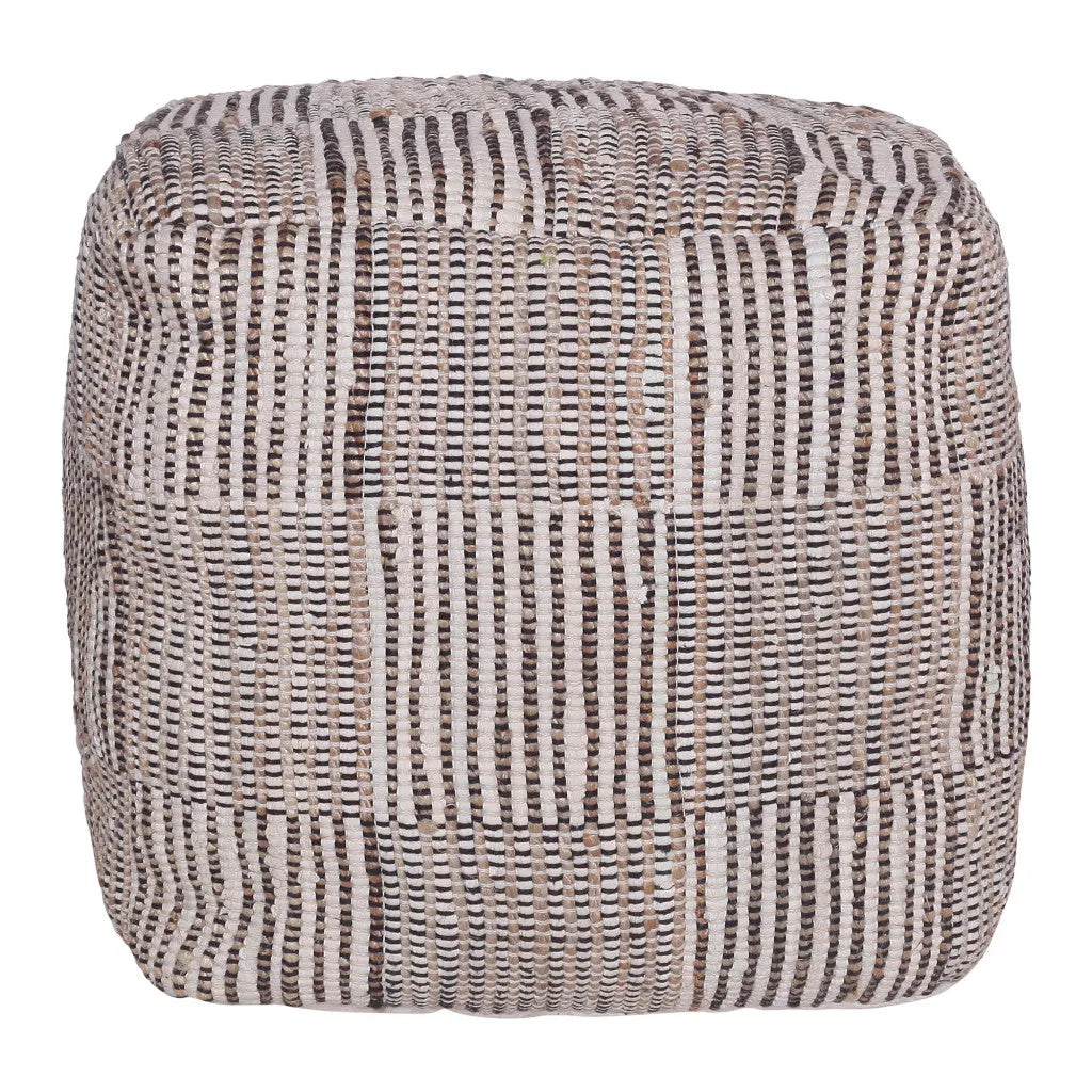 18" Brown Cotton Cube Geometric Pouf Ottoman Homeroots Living Room
