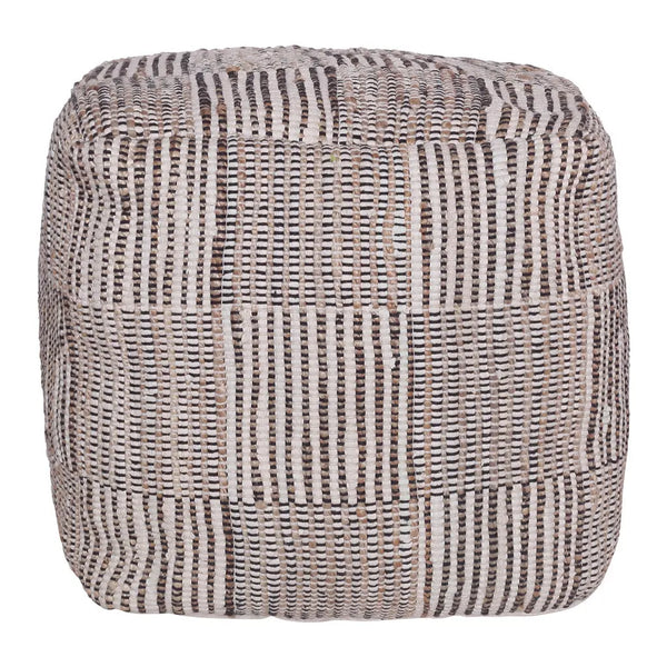 18" Brown Cotton Cube Geometric Pouf Ottoman Homeroots Living Room