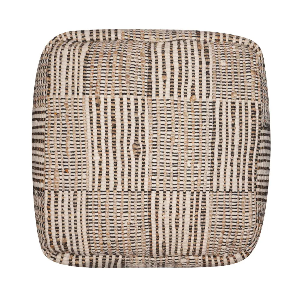18" Brown Cotton Cube Geometric Pouf Ottoman Homeroots Living Room