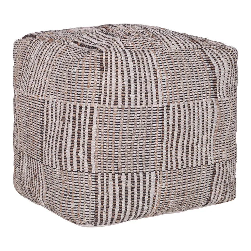 18" Brown Cotton Cube Geometric Pouf Ottoman Homeroots Living Room