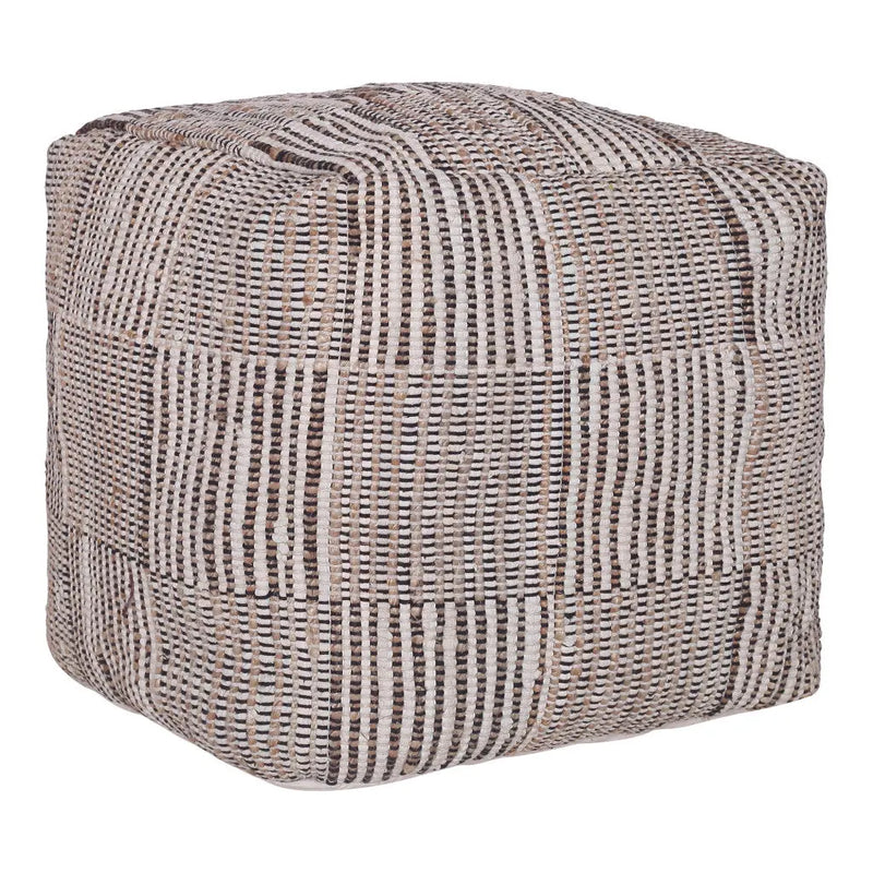18" Brown Cotton Cube Geometric Pouf Ottoman Homeroots Living Room