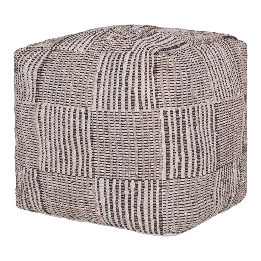18" Brown Cotton Cube Geometric Pouf Ottoman Homeroots Living Room
