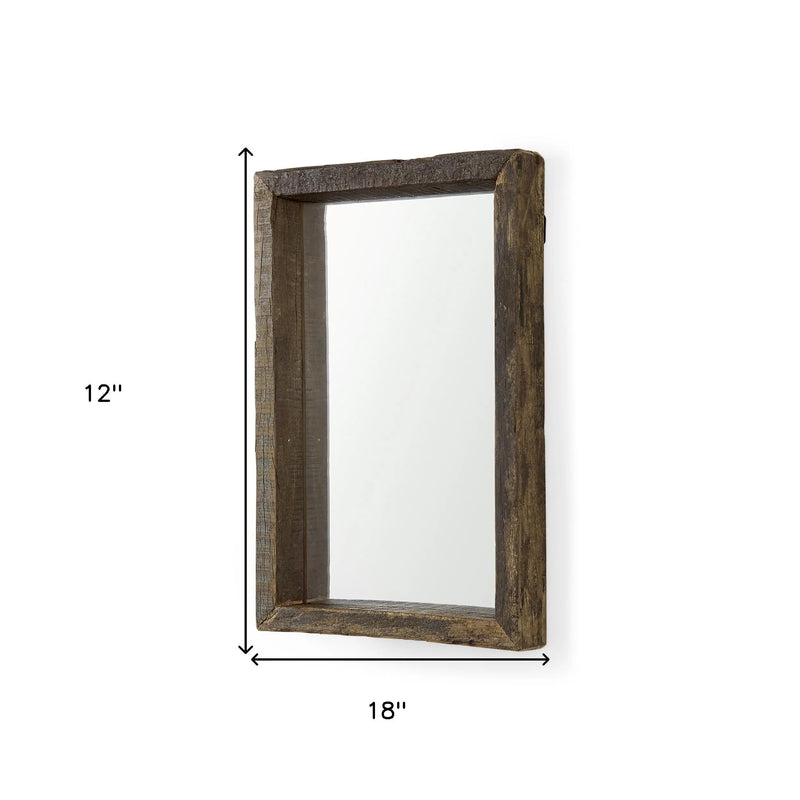 18" Brown Solid Wood Framed Accent Mirror Homeroots Bed & Bath