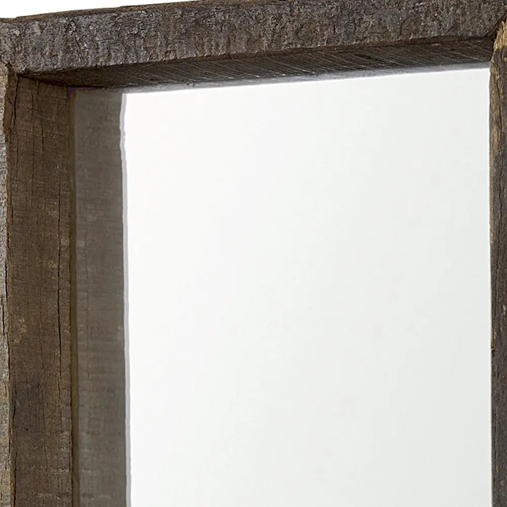 18" Brown Solid Wood Framed Accent Mirror Homeroots Bed & Bath