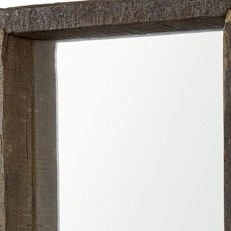 18" Brown Solid Wood Framed Accent Mirror Homeroots Bed & Bath