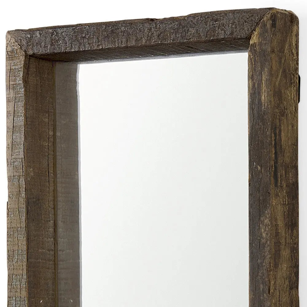 18" Brown Solid Wood Framed Accent Mirror Homeroots Bed & Bath