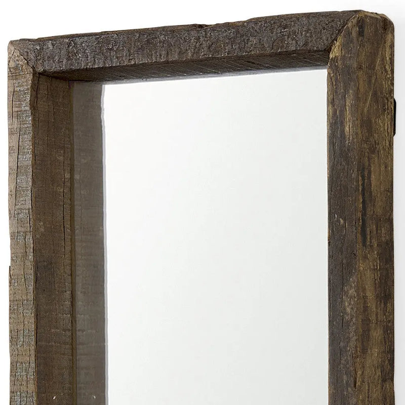 18" Brown Solid Wood Framed Accent Mirror Homeroots Bed & Bath