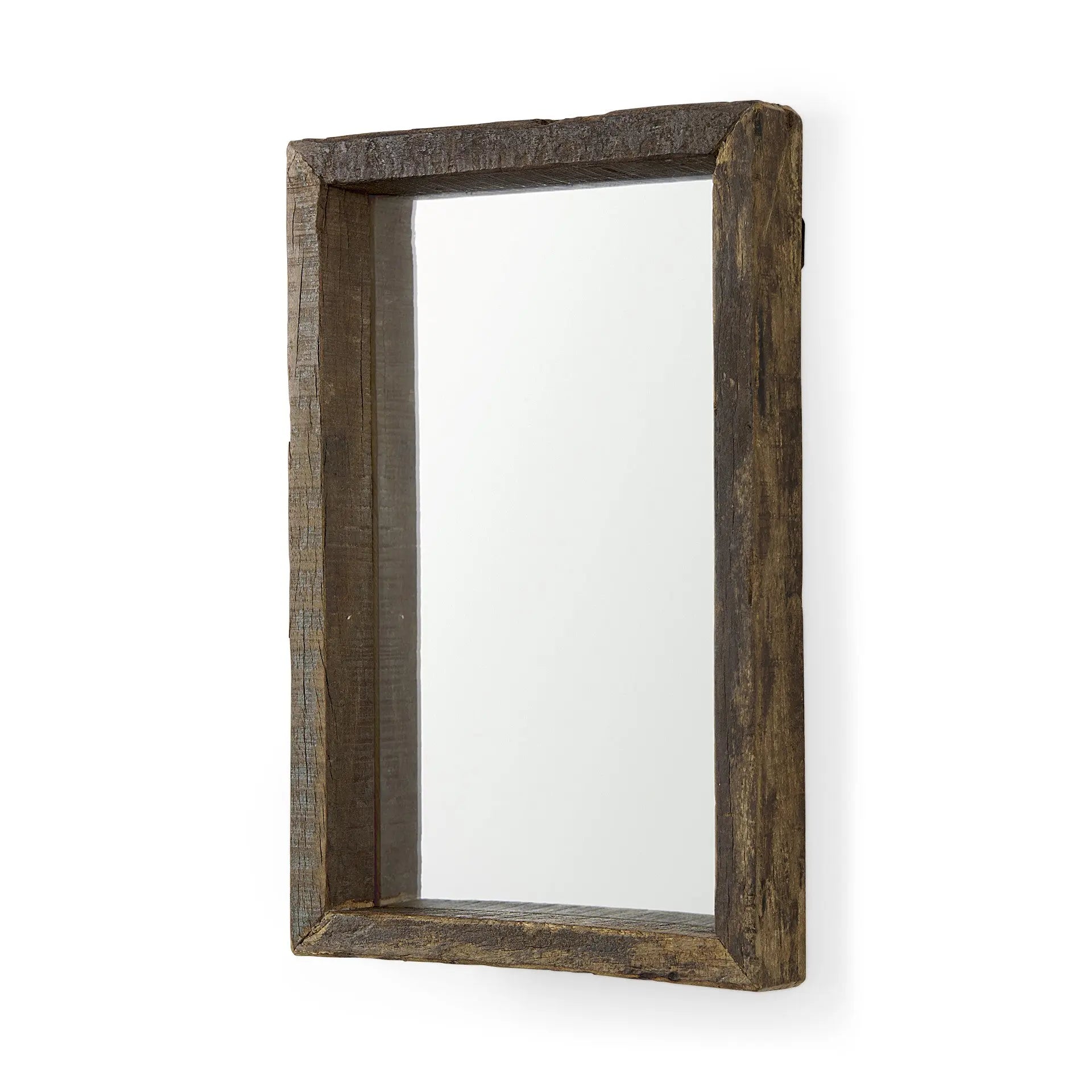 18" Brown Solid Wood Framed Accent Mirror Homeroots Bed & Bath