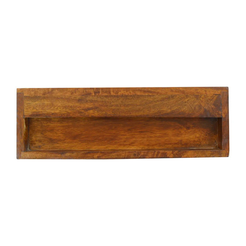 18" Brown Solid Wood Geometric Brass Inlay One Drawer Floating Nightstand Homeroots Bed & Bath
