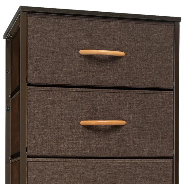 18" Brown Steel and Fabric Six Drawer Chest - GreatEagleInc