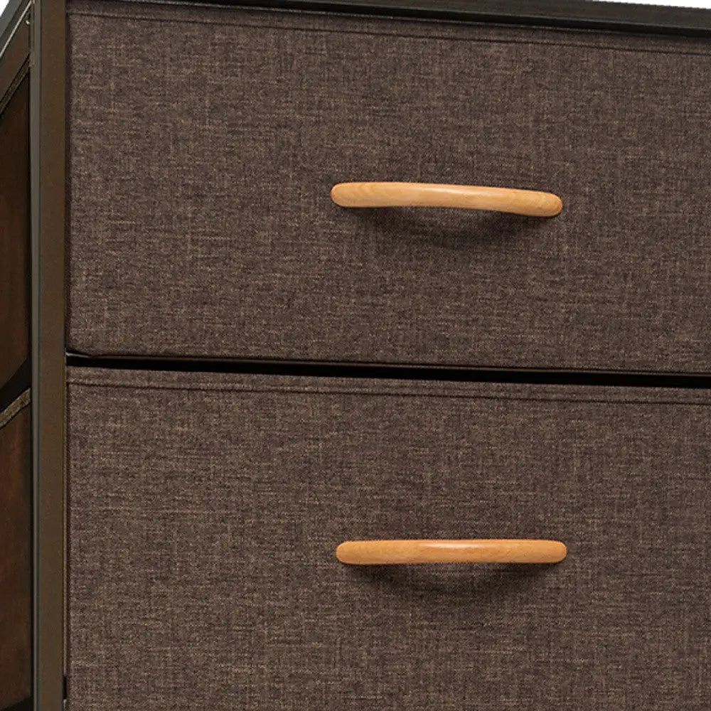 18" Brown Steel and Fabric Six Drawer Chest - GreatEagleInc