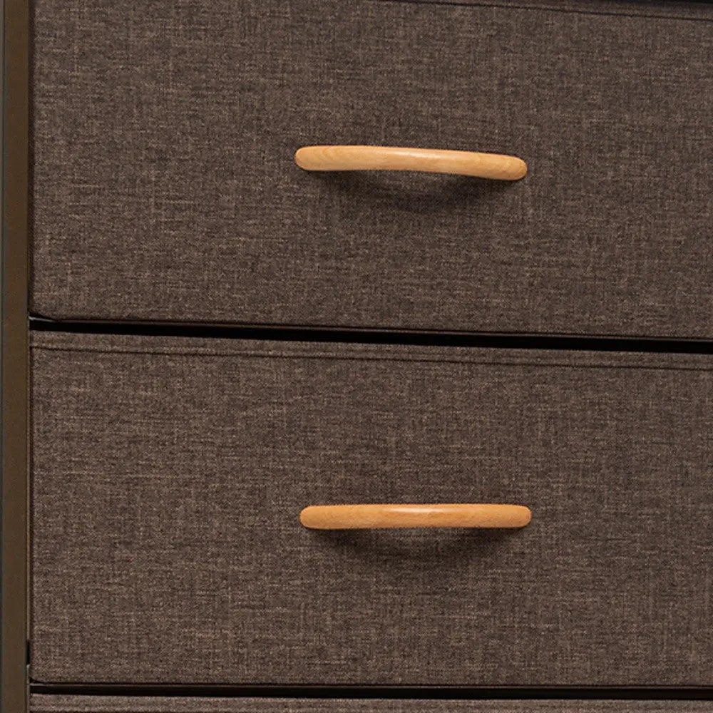 18" Brown Steel and Fabric Six Drawer Chest - GreatEagleInc