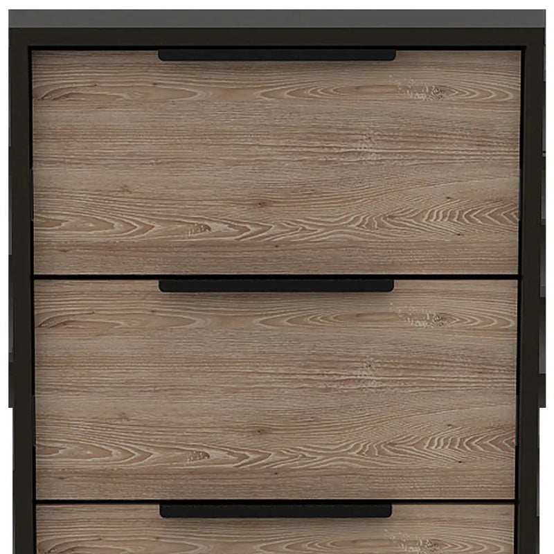 18" Brown and Black Five Drawer Standard Chest Homeroots Bed & Bath