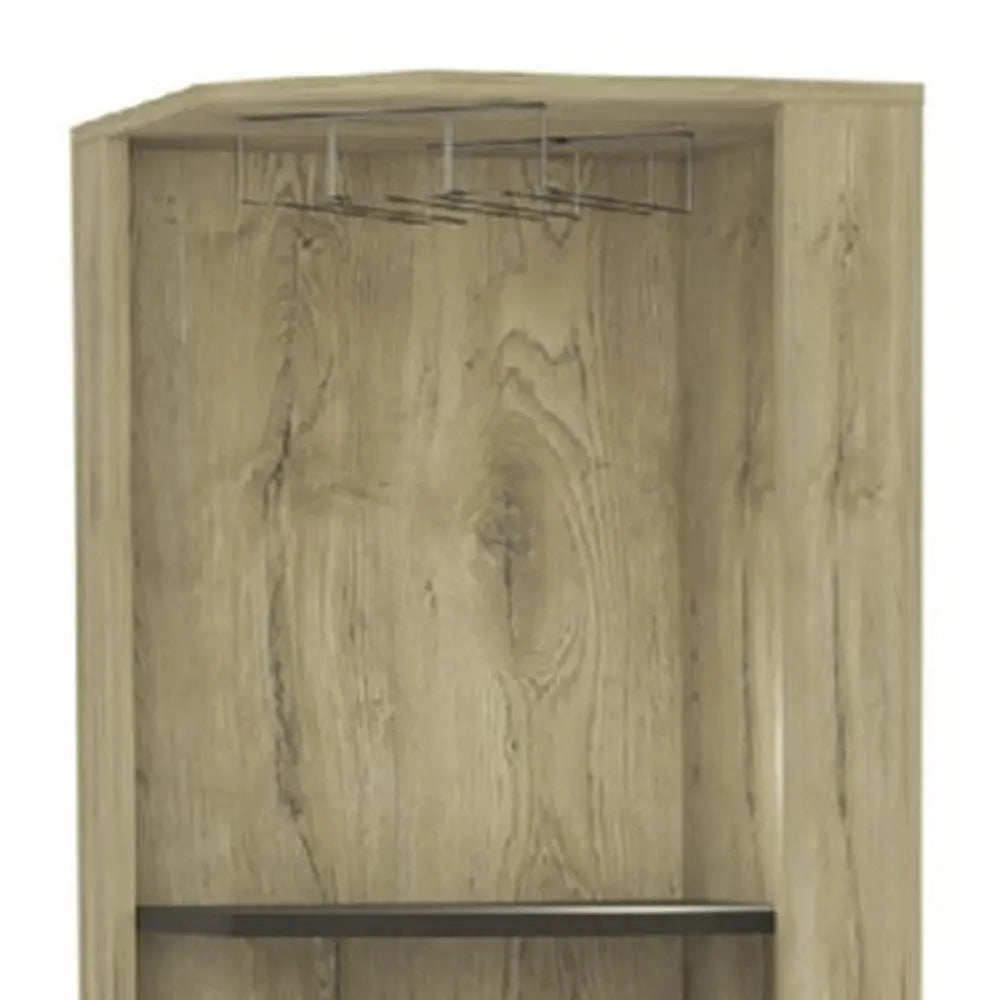 18" Brown and Black and Brown Corner Bar Cabinet With Eleven Shelves Homeroots Kitchen & Dining