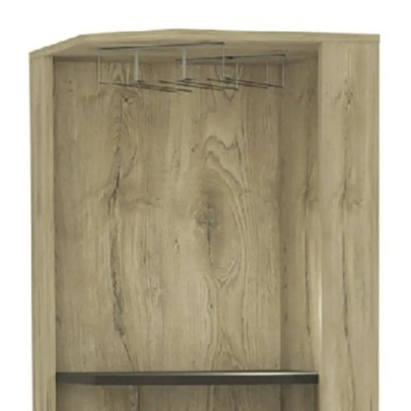 18" Brown and Black and Brown Corner Bar Cabinet With Eleven Shelves Homeroots Kitchen & Dining