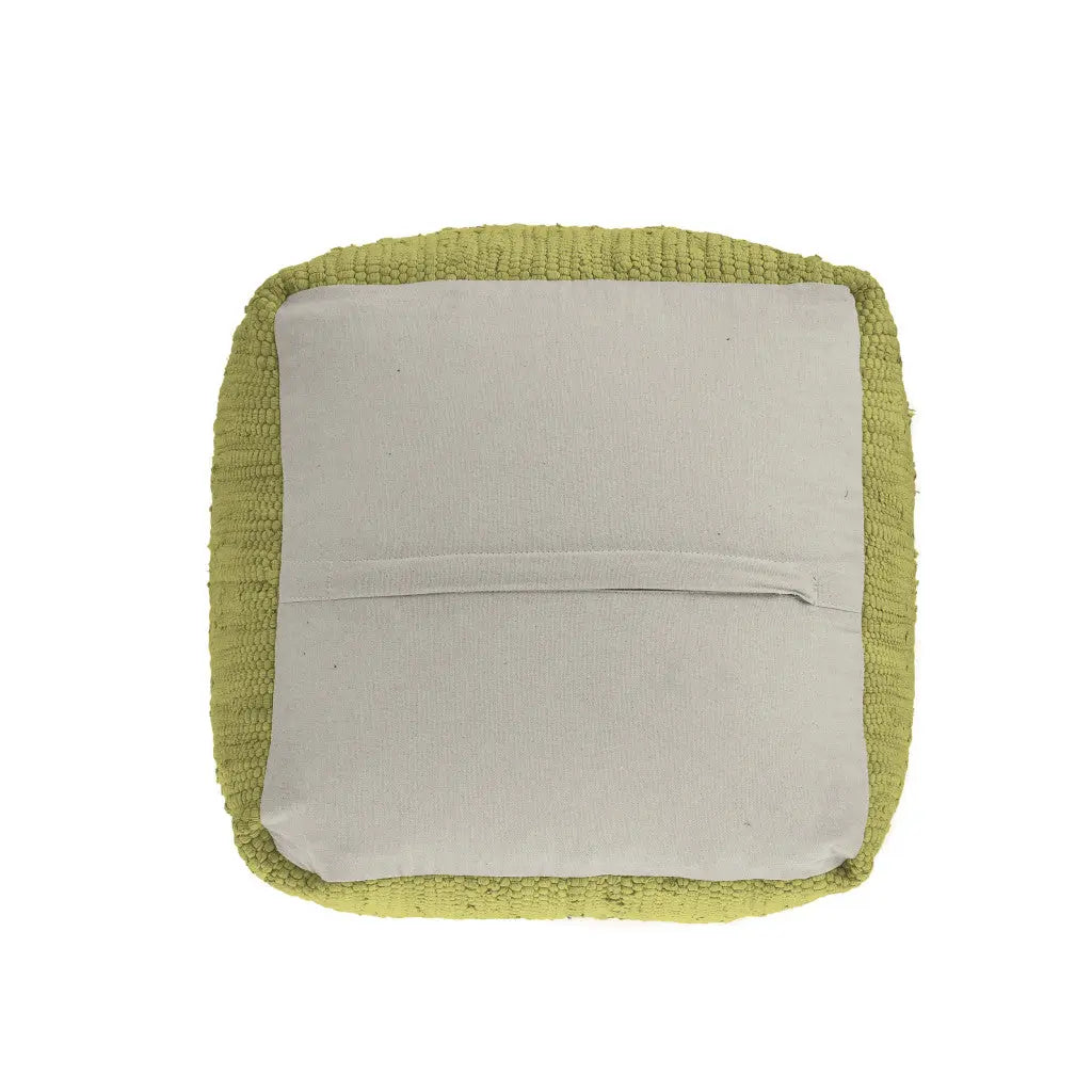 18" Citron and Natural Cotton And Jute Cube Pouf Ottoman Homeroots Living Room