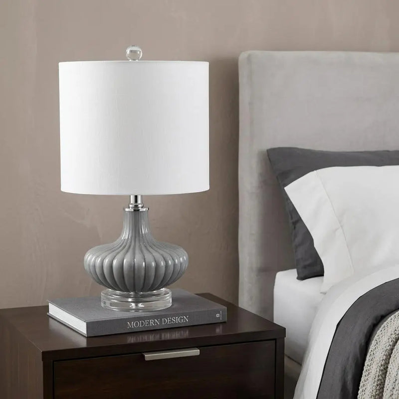 18" Clear Novelty Table Lamp With Drum Shade Homeroots Lighting