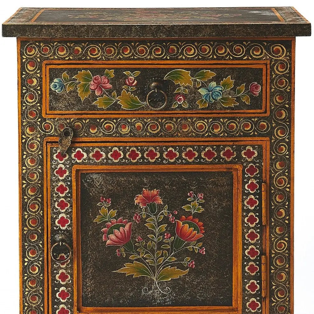 18" Dark Brown Solid Wood Frame Accent Cabinet With Two Drawers Homeroots Kitchen & Dining