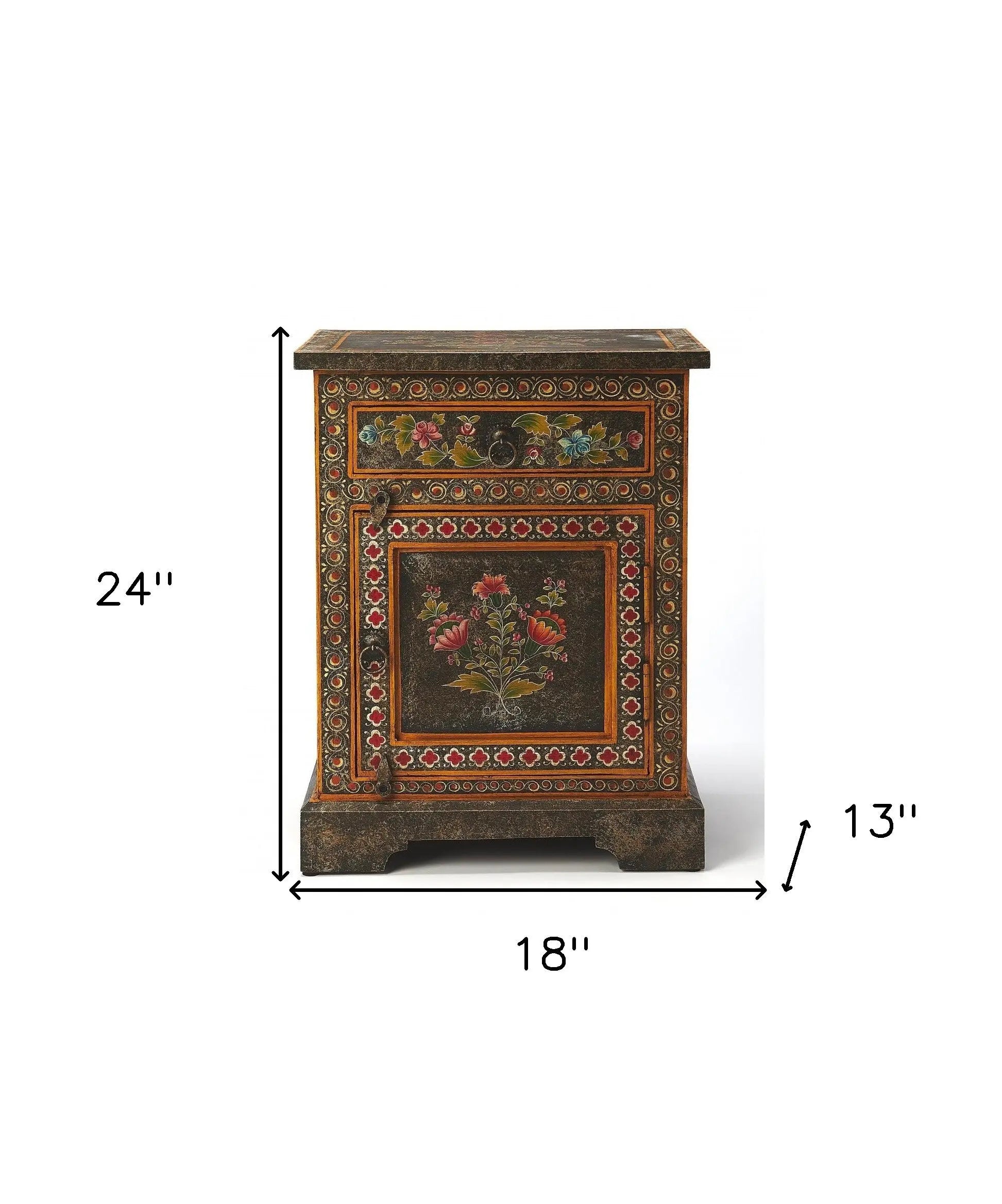 18" Dark Brown Solid Wood Frame Accent Cabinet With Two Drawers Homeroots Kitchen & Dining