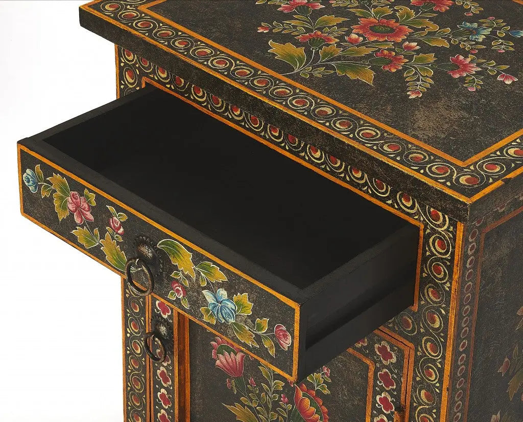 18" Dark Brown Solid Wood Frame Accent Cabinet With Two Drawers Homeroots Kitchen & Dining