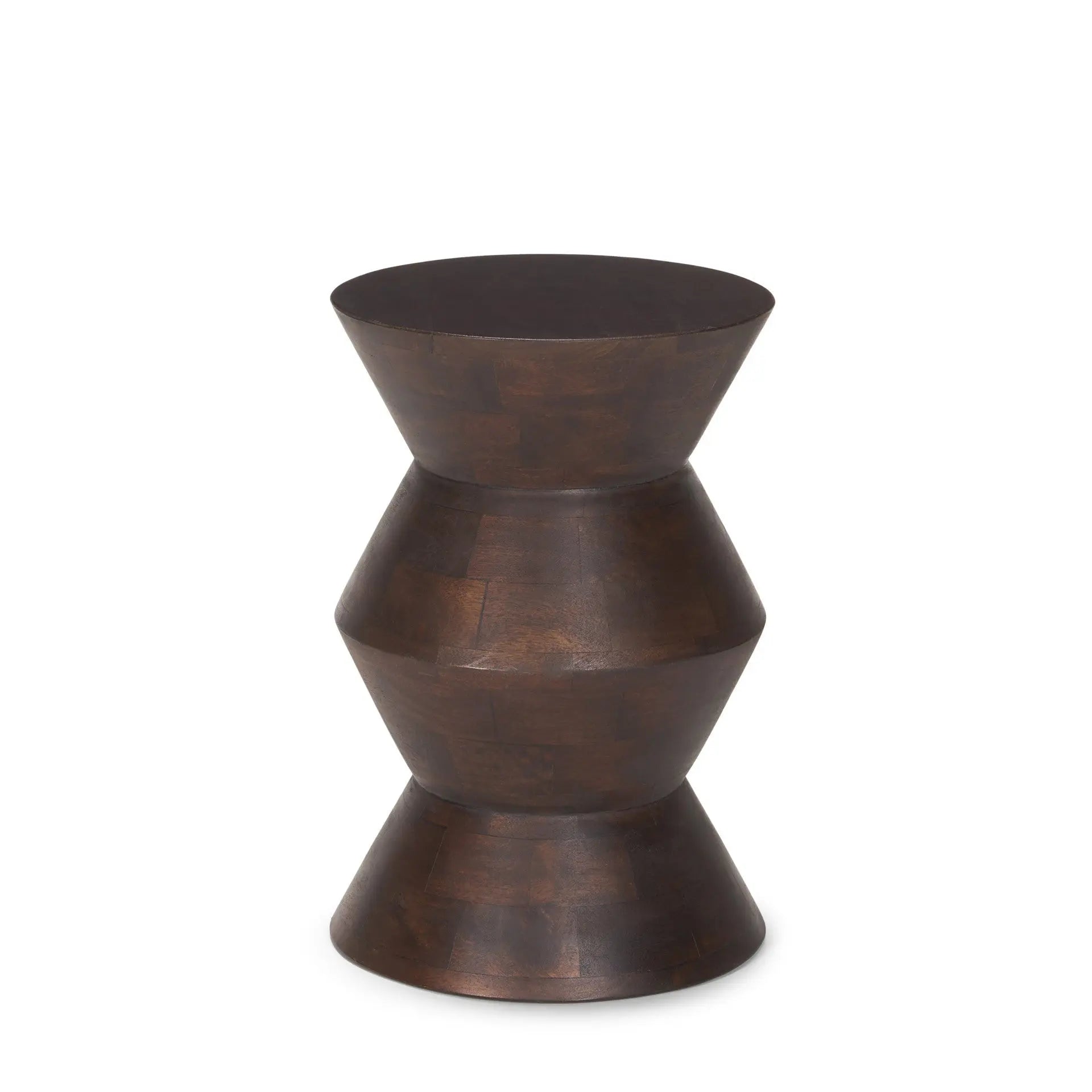 18" Dark Brown Solid Wood Round Block End Table Homeroots Living Room