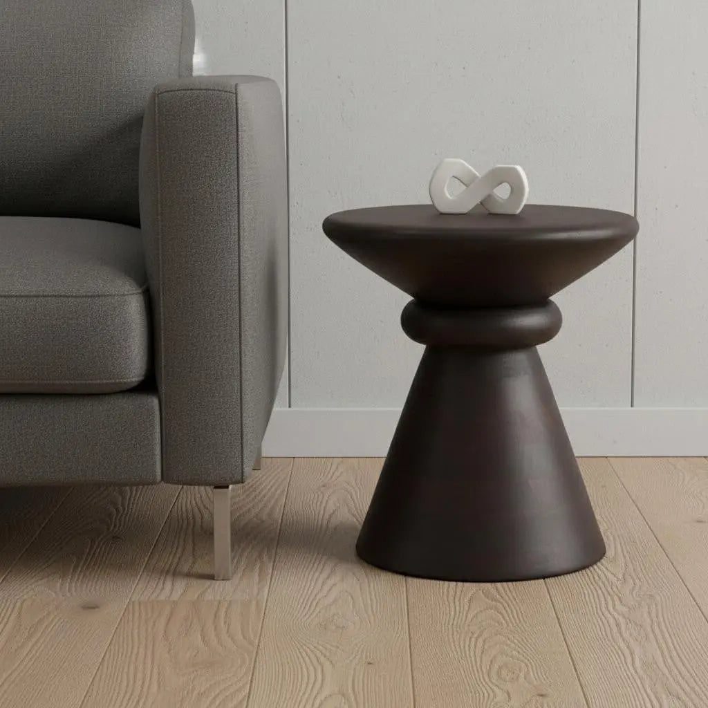 18" Dark Brown Solid Wood Round Pedestal End Table Homeroots Living Room