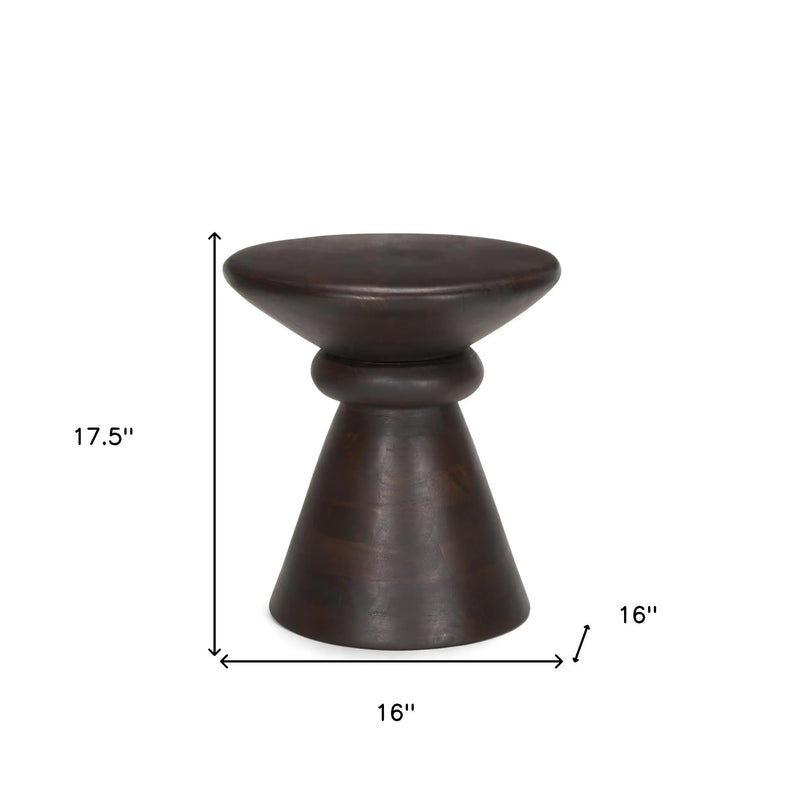 18" Dark Brown Solid Wood Round Pedestal End Table Homeroots Living Room